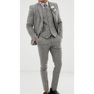 ASOS Dogtooth Skinny Wool 3-Piece Suit